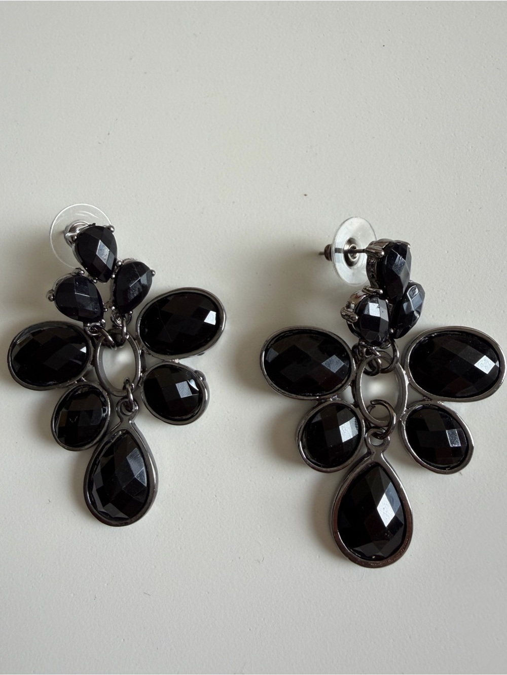 Black Faceted Drop Cluster Earrings -  Women Jewelry